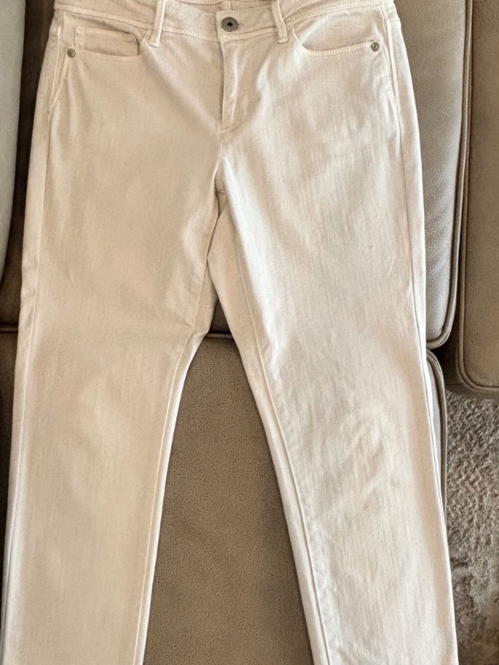 J Jill Authentic Fit slim ankle denim jean in off white 8 Petite - Picture 13 of 14